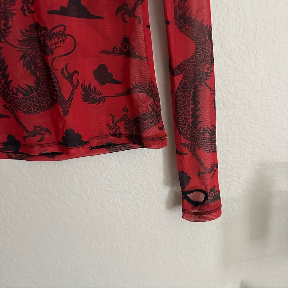 Current Mood Red Dragon Print Blouse - Picture 4 of 4